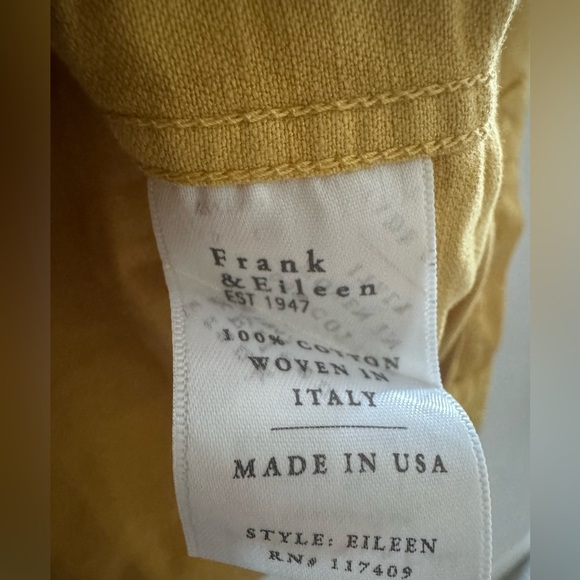 Frank & Eileen Famous Denim Vintage Gold Mustard Yellow “Eileen” XS - Picture 6 of 6